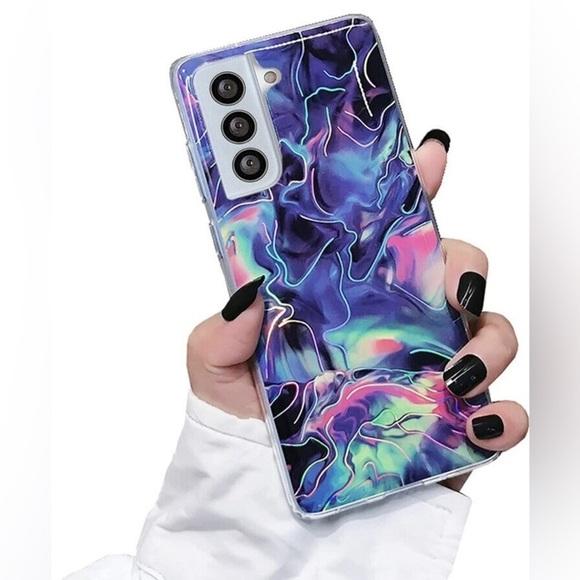 Galaxy S21 plus Case Protective Cover Marble Phone Case Iridescent Sparkle - Picture 1 of 4